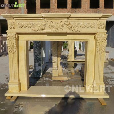 China Modern Stylish Decorative Natural Marble Fireplace Mantel Marble Stone Fireplace Goods In Stock for sale