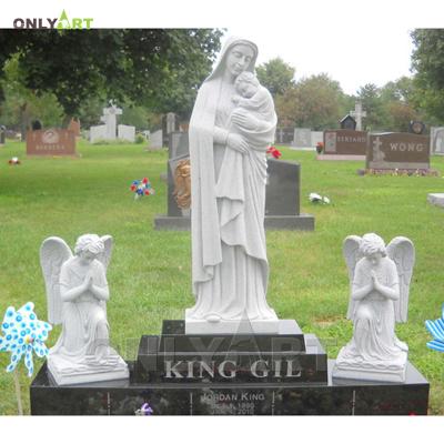 China Modern Marble Virgin Mary and Baby Jesus with Two Angels Statue for sale