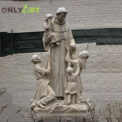 China Modern Life Size Religious Marble Saint Anthony Statue With Baby for sale