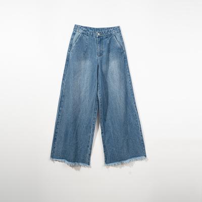 China Autumn breathable new products fringed straight-leg wide-leg casual jeans for sale