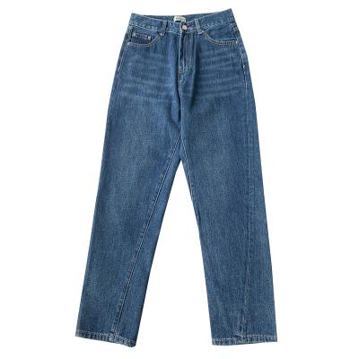 China Breathable All-match Slim Straight Oblique Seam Twist Mid Waist Loose Casual Jeans for sale