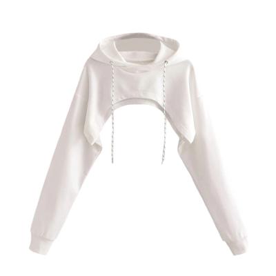 China Solid Color Breathable Half-cut Design Sweater Ultra Short Hooded Hoodies for sale