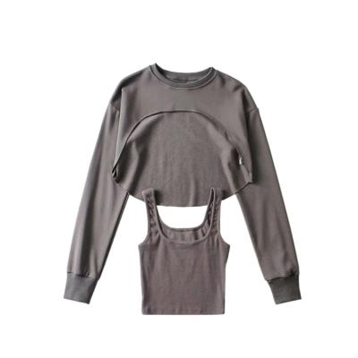 China Breathable Street Style Stacked Two Piece Sports Sweater Long Sleeve Hoodies for sale