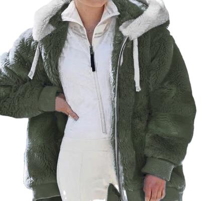 China New hot sale autumn and winter women's plush loose zipper hooded jacket breathable for sale