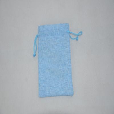 China Custom Reusable Environmentally Friendly Sales Promotion Reusable Thick Drawstring Pouch Shrink Pouch Blue Imitation Canvas Dust Bag for sale