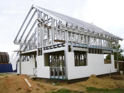 China Modern Prefab Steel House Steel Frame Homes Heat Insulated for sale