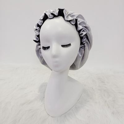 China Factory Price SATIN/POLYESTER Custom Reversible Silk Sleep Hats Designer Hair Bonnets For Women for sale