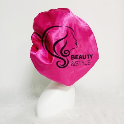 China Silk Hats Logo Women Satin Custom Hot Sale Designer Soft Channel Hair Bonnet SATIN/POLYESTER for sale