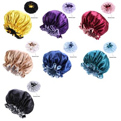 China Hot Selling SATIN/POLYESTER Logo Ankara Satin Bonnet Vendors Custom Made For Sleep Hat Women Satin Bonnets for sale