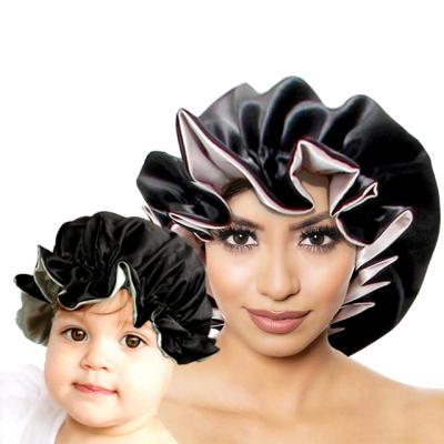 China OEM Available Wholesale Custom Reversible Positive And Negative Double Layer Satin Wrap Hood Hair Caps Women For Hair Care for sale