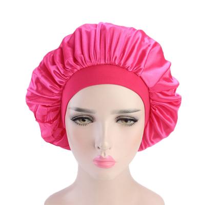 China Hot Popular Satin Satin Bonnet With Wide Band Logo Bonnet And Silk Wrap Custom Made for sale