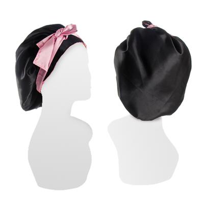 China Luxury Comfortable Double Layer Hair Wraps And Hoods Custom Logo Designer Reversible Silk Night Hat for sale