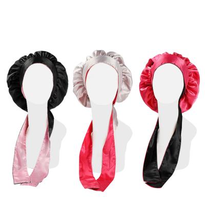 China Custom Logo Designer Tie Satin Hair Bonnets Personalized New Style Cozy and Edge Scarf for sale