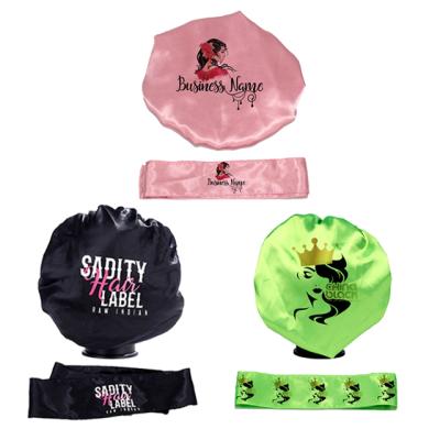 China Low Moq Logo Luxury Custom Satin Headbands And Designer Hair Bonnets And Silk Wraps for sale