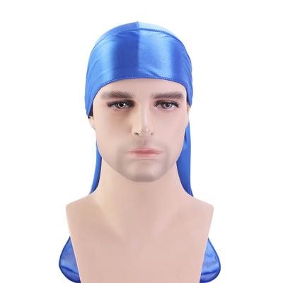 China Hot Sale Colorful Luxury Custom Designer SATIN/POLYESTER Durag Bonnets And Durags Silk Logo for sale