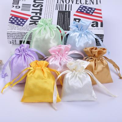 China New Jewelry / Hair Packaging Fashion Customized Logo Satin Multicolor Hair Extensions Bundles Bags For Ladies for sale