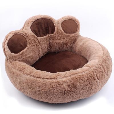 China Fashionable Popular Custom Cat's Claw Soft Comfortable Warm Round Plush Short Dog Cat Bed Stocked for sale