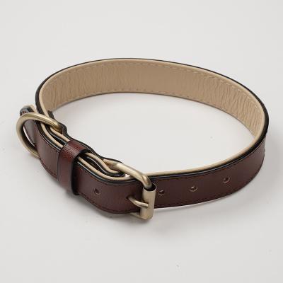 China Luxury Stocked Pet Collar Leather With One Layer High Quality First Layer Harness Adjustable Dog Collar for sale