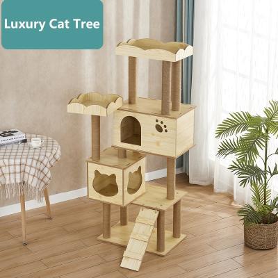 China Modern Design Large Cat Tree Climbing Frame Scratcher Luxury Multi-Layer Stored Tower Cat House for sale