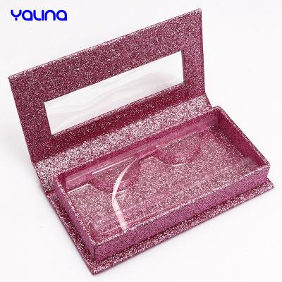 China Recyclable Stock Glitter Packaging Boxes Eyelash Magnetic Paper Packaging Mink Lashes Case With Tray for sale