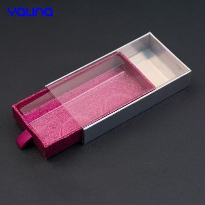 China Recyclable Luxury Glitter Paper Packaging Clear Lash PVC Drawer Pull Out Eyelash Box for sale