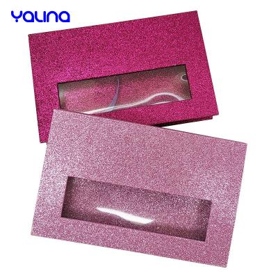 China Recyclable Stock Clear Window Luxury Eyelash Packaging Box 5 Pairs Pink Eyelash Box for sale