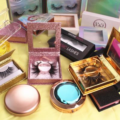 China New Transparent Plastic Custom Design 3D Silk Magnetic Lashes And 3D Mink Magnetic Lashes With Eyeliner Mirror for sale