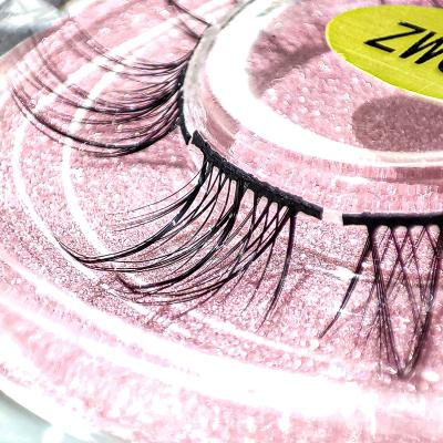 China 14mm 16mm 18mm natural thin pre cut long tapered private label 14mm 16mm 18mm faux 3d mink eye lash gauze velvet eyelash segments for sale