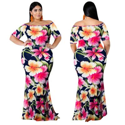 China Plus Size Women Fashion Colorful Print Hanging Bandage Loose Dress Plus Size Women Dress Casual Elegant Maxi Apparel for sale