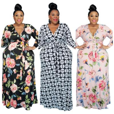 China Plus Size Women Clothes Casual Club Outfit Plus Size Women Dress Stylish Off The Shoulder Stripe Bodycon Colorful Printed Dress for sale