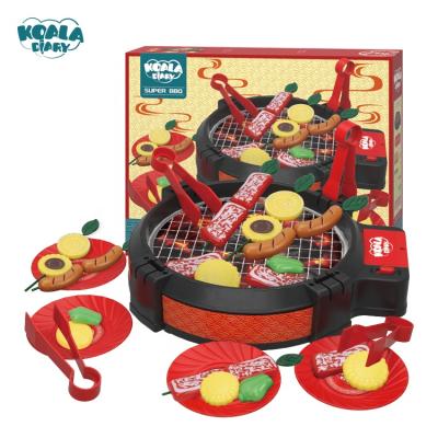 China Plastic Play Set Pretend Outdoor BBQ Accessories Toys Kids Play Food Grill Set For Toddlers for sale