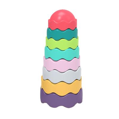 China Bath Toy 2021 NEW Kids Bathing Toy Playing Water Spray Sand Mold Storage Cup Baby Bath Stacking Toys for sale