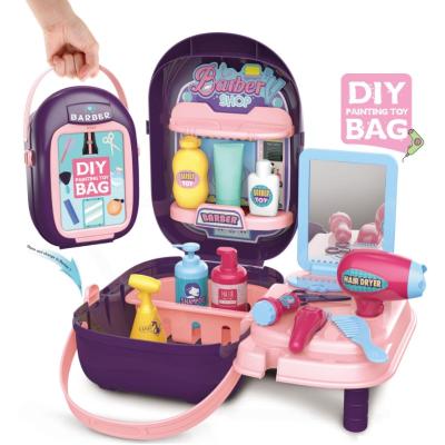 China ABS Pretend Play Dress Up Girls Model Beauty Hairs Role Play Toy Makeup Kit For Girls for sale