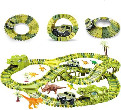 China Slot Toy Dinosaur Toys Track Cars For Boys, 240 Pcs Flexible Track Play Set Toy Cars Dinosaur World Road Race, Track Play Set Toy Cars for sale