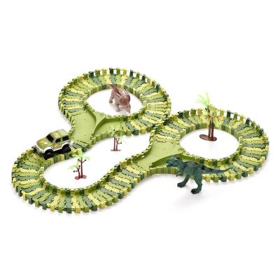 China Slot Toy Dinosaur Toys Track Cars For Boys, 120 Pcs Flexible Track Play Set Toy Cars Dinosaur World Road Race, Track Play Set Toy Cars for sale