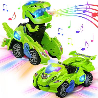 China RC Model Transforming Dinosaur Toys, with LED Light and Auto Music Transform Dino Car, Transforming Dinosaur Car Toys for Kids for sale