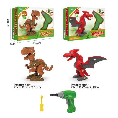 China Plastic Take Apart Dinosaur Toys For Boys Building Toy Set With Electric Drill Construction Engineering Playset For Kids for sale