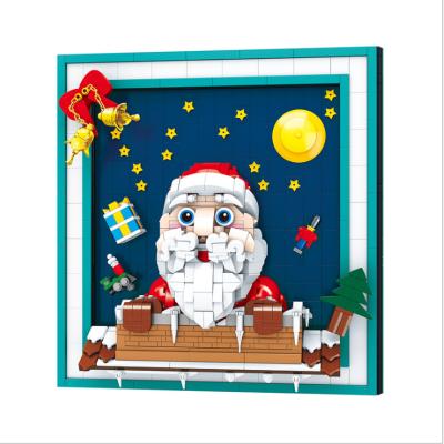 China 2021 DIY TOY Christmas Photo Frame Decoration Assembled Modular Building Blocks Bricks Model Children's Puzzle Toys Christmas Gifts for sale