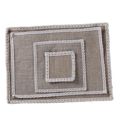 China Oilproof Jute Tassel Table Mat Square Woven Table Decoration for sale