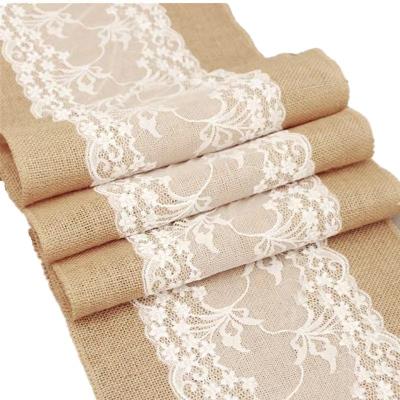 China Festival Decoration Dining Hessian Burlap Table Runners For Wedding Party Events Decor Burlap Burlap Table Runners Banquet Table Runner Flag for sale