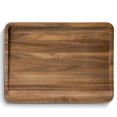 China Sustainable Natural Friendly Acacia Hardwood Cut Vegetable Meat Charcuterie Serving Board With Large Space For Kit for sale