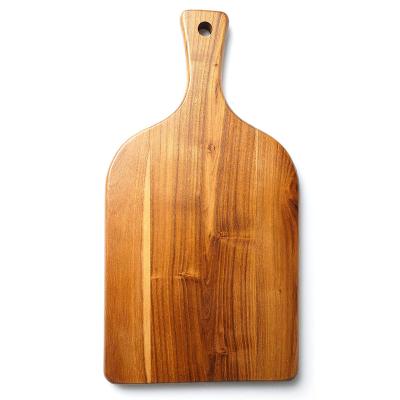 China Sustainable Wholesale Premium Natural Cut Teak Wood Chopping Chopper With Handle for sale