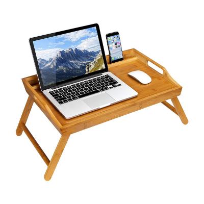 China Factory Price Home Office Bamboo Folding Laptop Bed Tray Table With Phone Holder 21.8*13.9 Inch Or Customized for sale