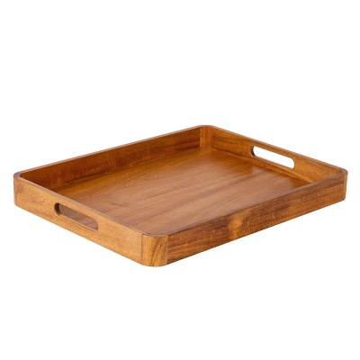 China Restaurant Wholesale Acacia Wood Food Deep Serving Trays with Racks 17 x 13.25 x 1.77 inch or Customized for sale