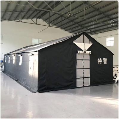 China Extended Type Manual Police Navy Color Large Cabin Tent Waterproof Camping Emergency Tent Set 50 Heavy Duty Army Tent Large People for sale