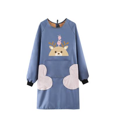 China Long-sleeved apron female fashion winter thickened padded oil-proof oil-proof work clothes can wipe hands coverall for sale