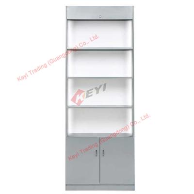 China white retail store display shelf with LED light MDF wood commercial booth OEM design with size cosmetic perfume display for sale