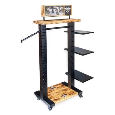 China Adjustable Metal Shelves Floor Standing Clothing Store Display Rack for sale