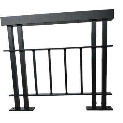 China Black Powder Coating Decorative Exterior Metal Stair Railing Design Easily Assembled Aluminum Fence Glass Railing for sale