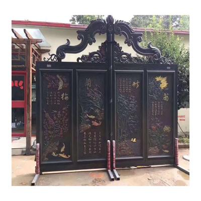 China Modern/Luxury/Traditional/Retro Carving Galvanized Antique Aluminum Fence Panels Building Fence Garden Villa Gates Double Gate for sale